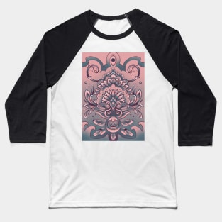 yoga style mandala pattern with third eye, pink and grey Baseball T-Shirt